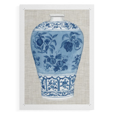 Vase Ming sur lin II - impression sur toile seulement - non encadrée