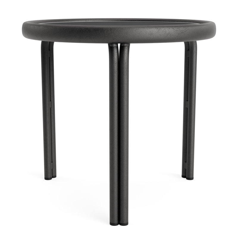 Kantan Outdoor Round Side Table, Textured Pewter