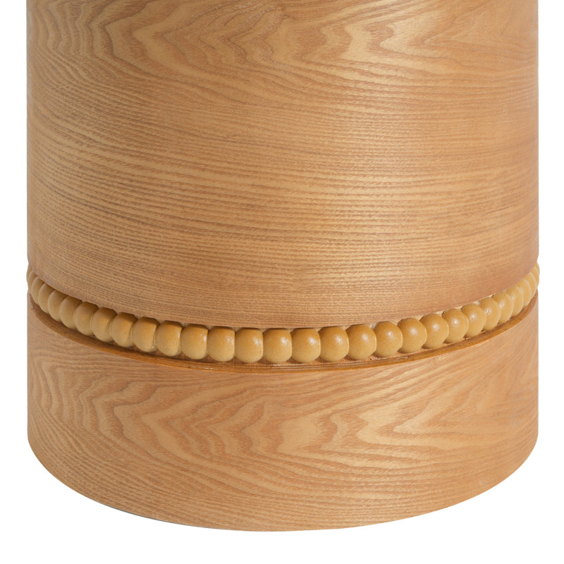 Table de bout cylindrique en bois organique avec détails perlés Norr