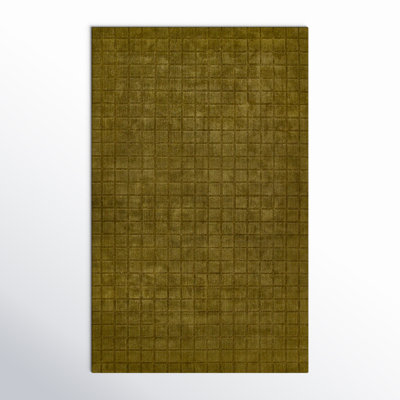 Meile Green Hand-Loomed Geometric Wool Rug