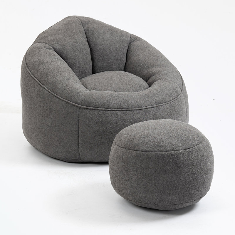Fauteuil demi-tonneau avec repose-pieds 37,4 po Eryn, Microfibre / microsuède gris