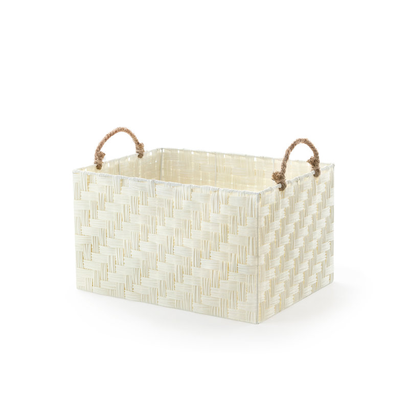 Panier à linge en osier Nautica, Blanc, H 9 po x l 20 po x P 12 po