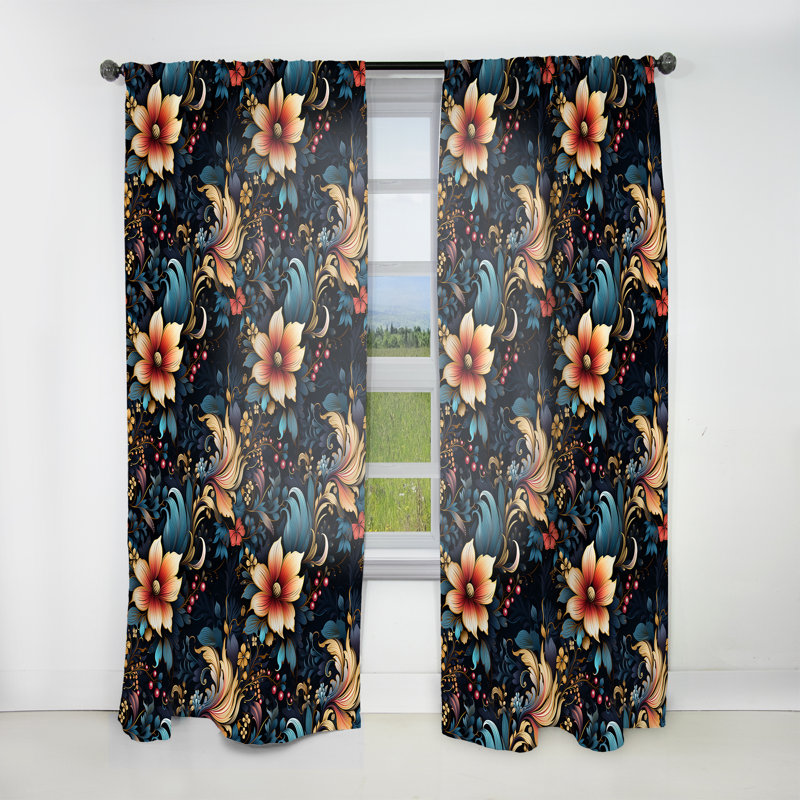 Motif cachemire Classic Elegance - rideau en velours glamour - obscurcissant - 1 panneau, L 52 po x L 63 po