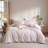 LIFETOWN Striped Duvet Cover Set 100% Washed Cotton Material Soft Linen Feel 3 Pieces Bedding Set-121598534-121598530