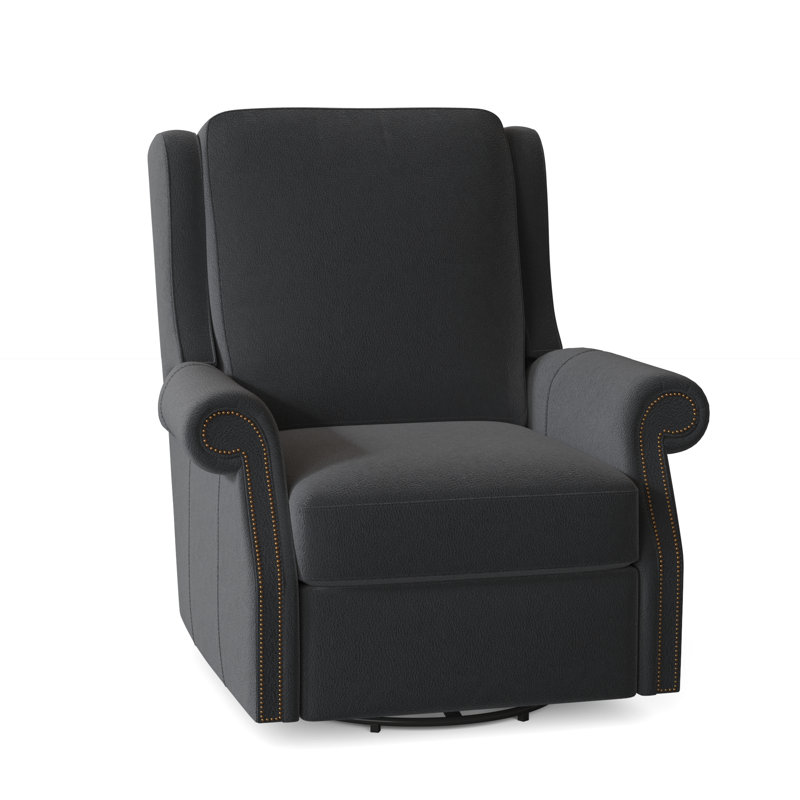 Barcelo Recliner, Corinthian Cherry Genuine Leather, Swivel Glider with Power Button, French Natural