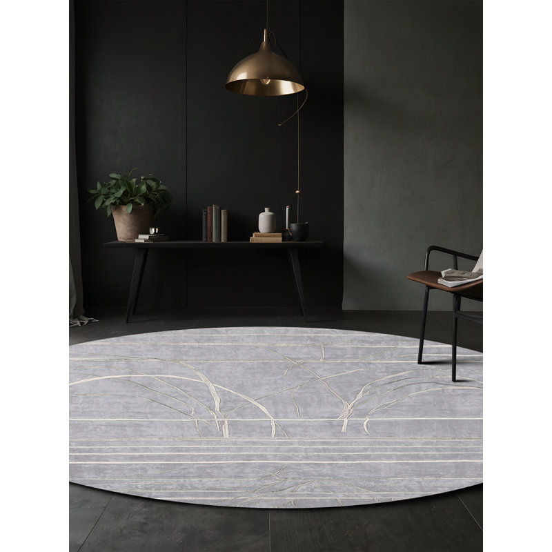 Tapis bleu lavable à la machine, Rond 4 pi
