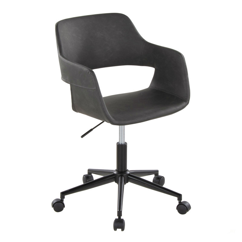 Contemporary Task Chair In Black Metal, Gray, Black