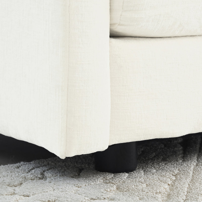 Fauteuil de chambre à coucher avec chenille blanche - tissu respirant, chaise de lecture rembourrée et confortable en bois massif