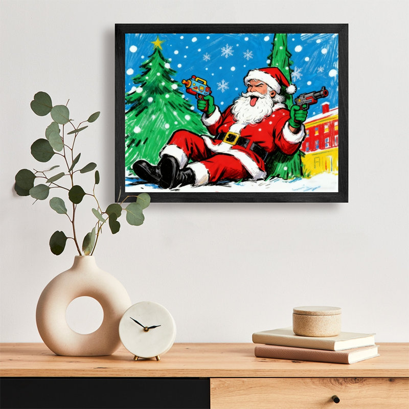 «Black Santa Vintage», art mural encadré noir, H 9 po x l 11 po