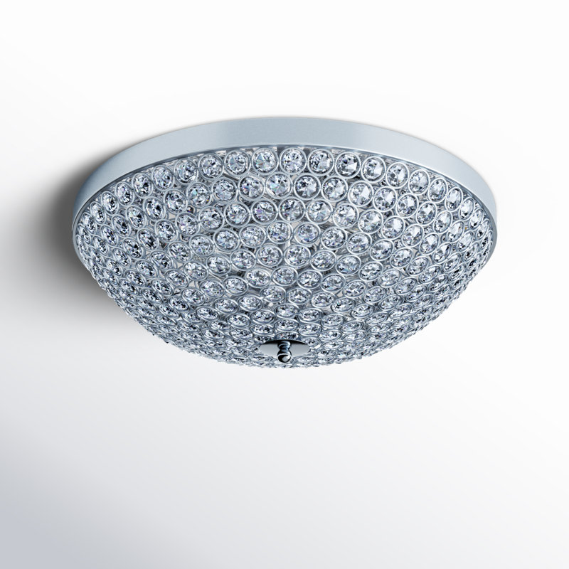 Fonzie Glass Flush Mount, Plated Silver