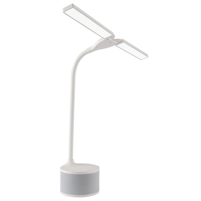 OttLite LED Dual Head Desk Lamp with Bluetooth Speaker USB, 3 Brightness, 3 Colors, Flexible Neck