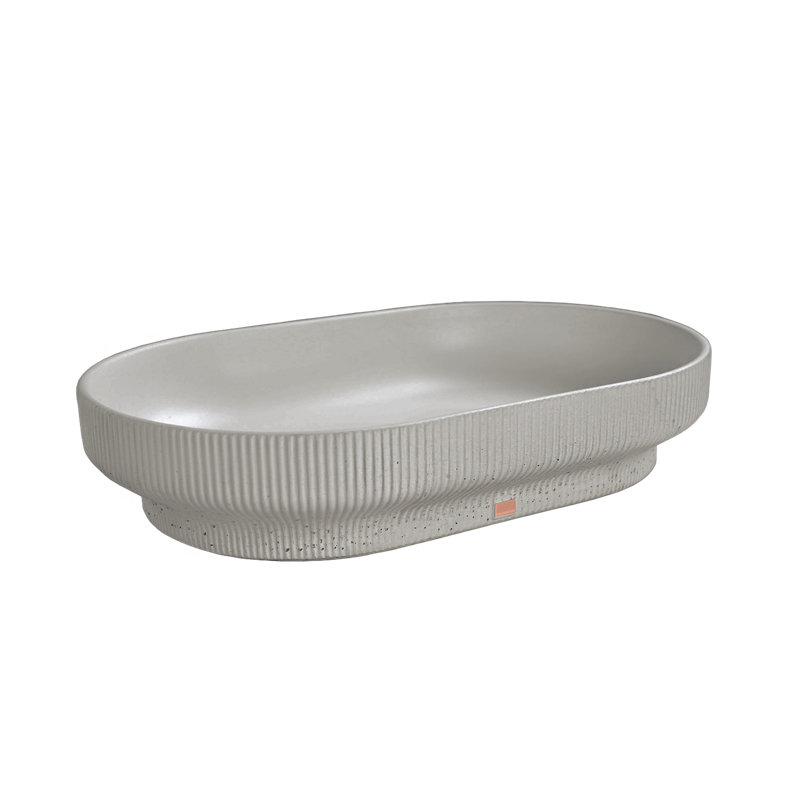 Lotus Oval Concrete Vessel Sink, Rain Gray
