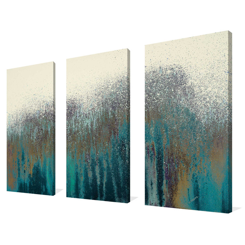 «Teal Woods», ensemble de 3 reproductions d'art sur toile tendue, H 24 po x l 36 po x P 0,75 po
