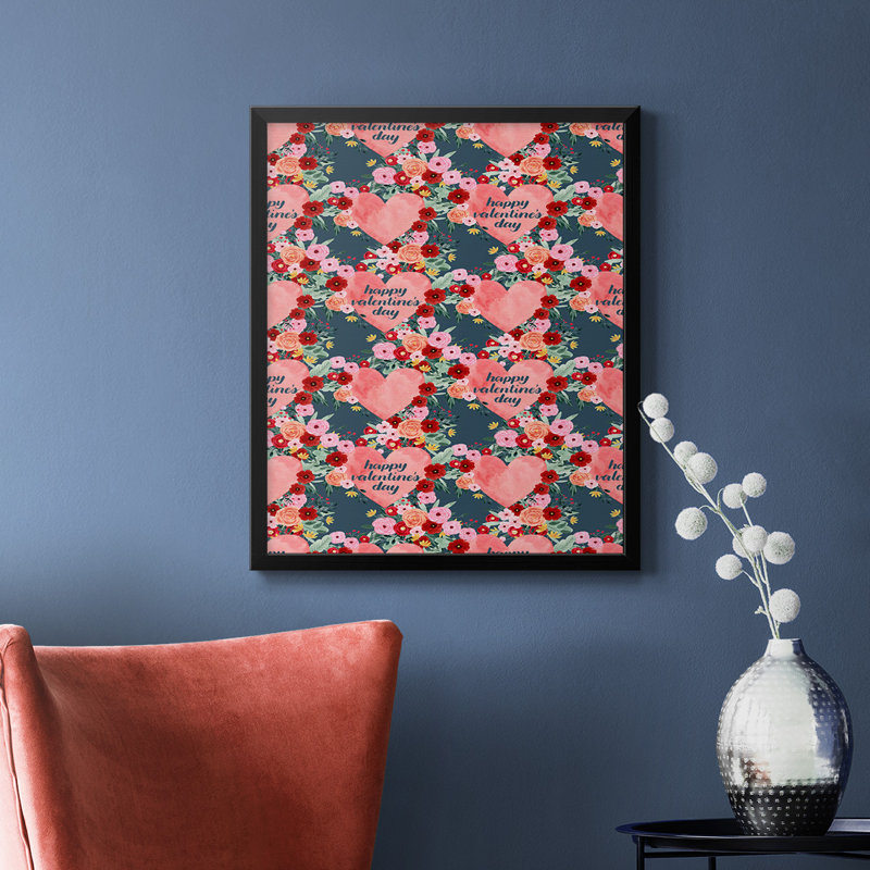 Toile encadrée de qualité supérieure Sweet Hearts Collection E - prête à être accrochée, Noir, H 20 po x l 16 po