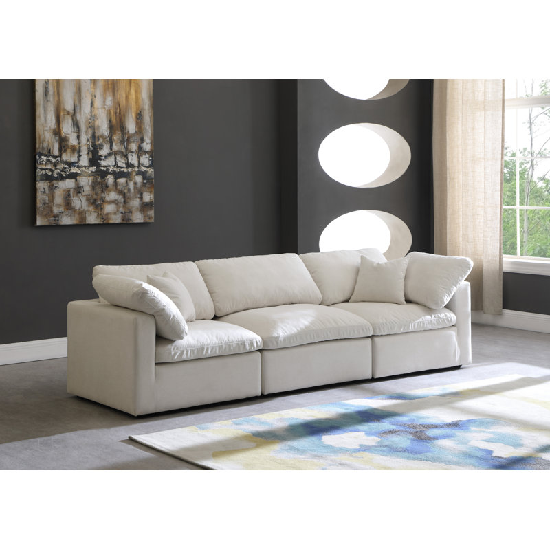 Atis 105'' Velvet Sofa, Cream Velvet