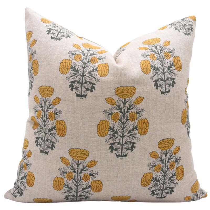 Linen Pillow Cover, 24" x 24", Square, Red Floral 1