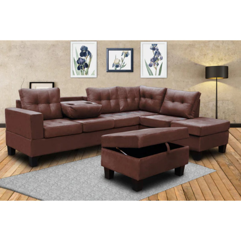 Canapé modulaire rembourré 3 pièces Erique, Velours gris