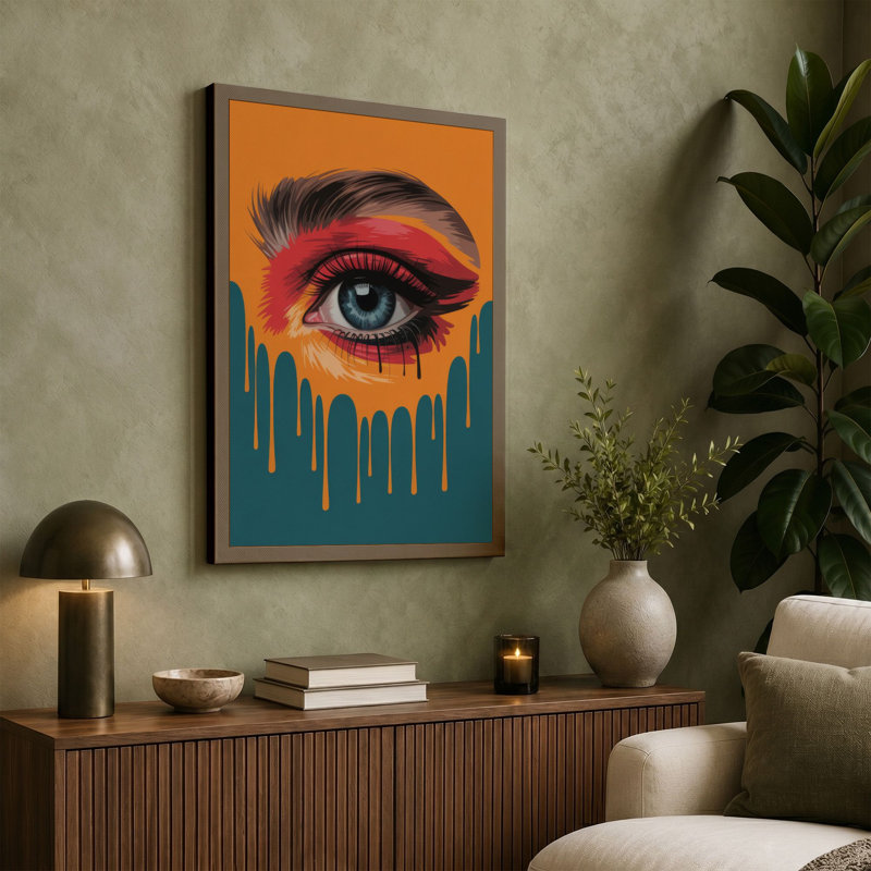 Melting Eye in Motion Modern - Wrapped Canvas, 36x24 - 91.4 x 61.0 cm, Teal Border