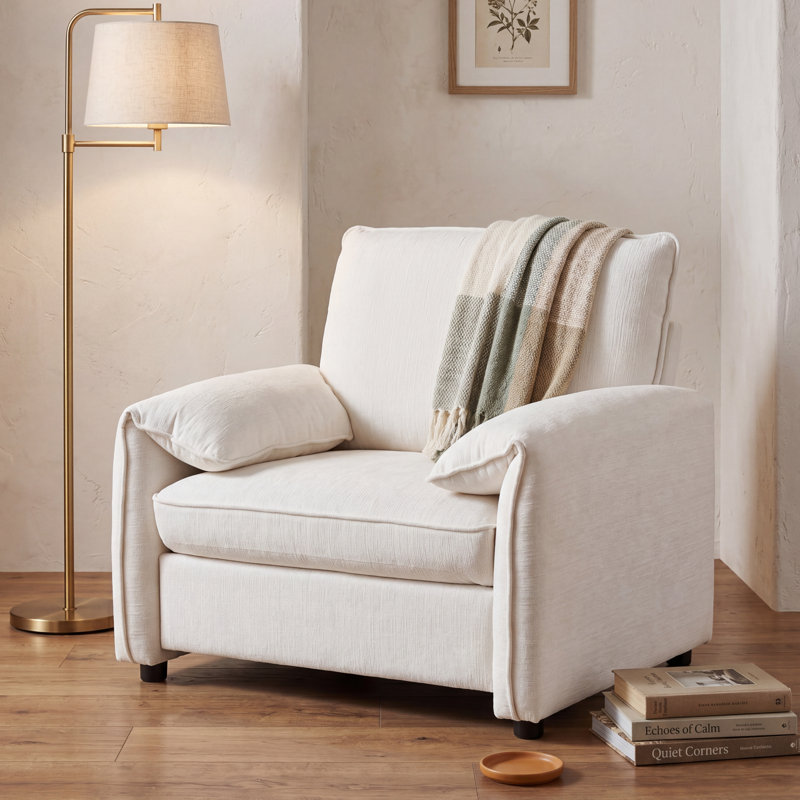 41" Wide Armchair Upholstered Modern Accent Chair,Beige, beige