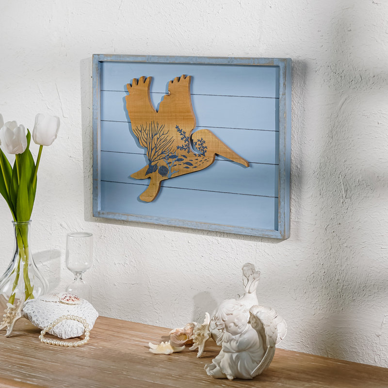Décoration murale en bois Rustic Pelican In Flight