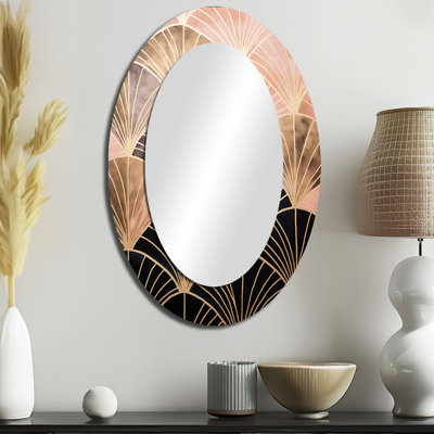 Éclat d'or rose - grand miroir mural ovale sur métal