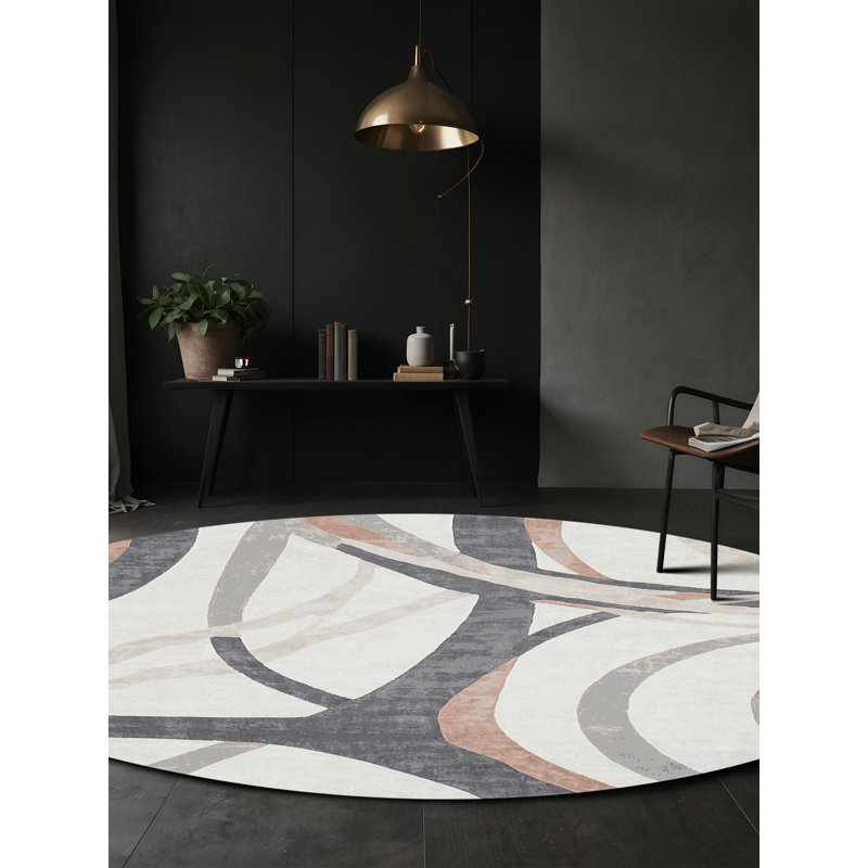 Tapis blanc lavable à la machine, Rond 8 pi