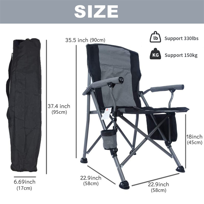 Candelora Folding Camping Chair, Black/Grey
