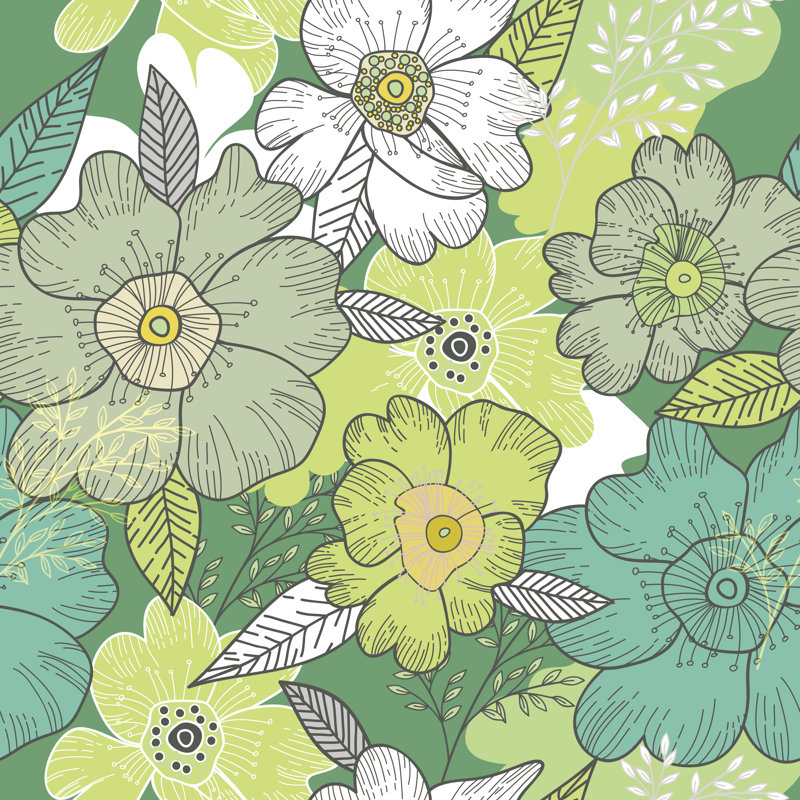 Fond floral Gaware par Suriko, H 12 po x l 12 po