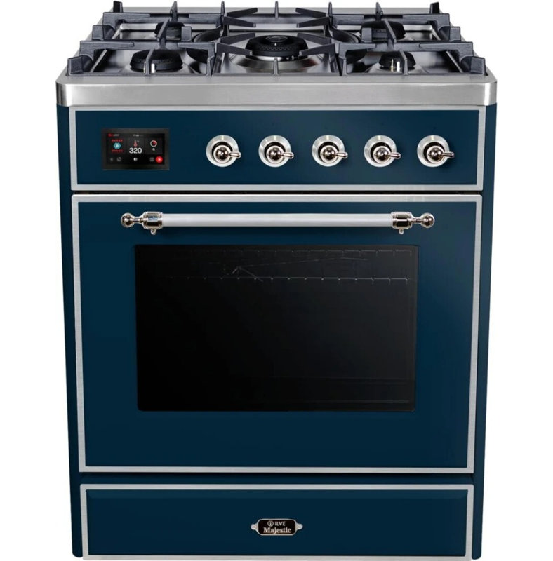 Majestic II 30" 2.3 cu. ft. Freestanding Dual Fuel Range, Midnight Blue/Chrome, Liquid Propane