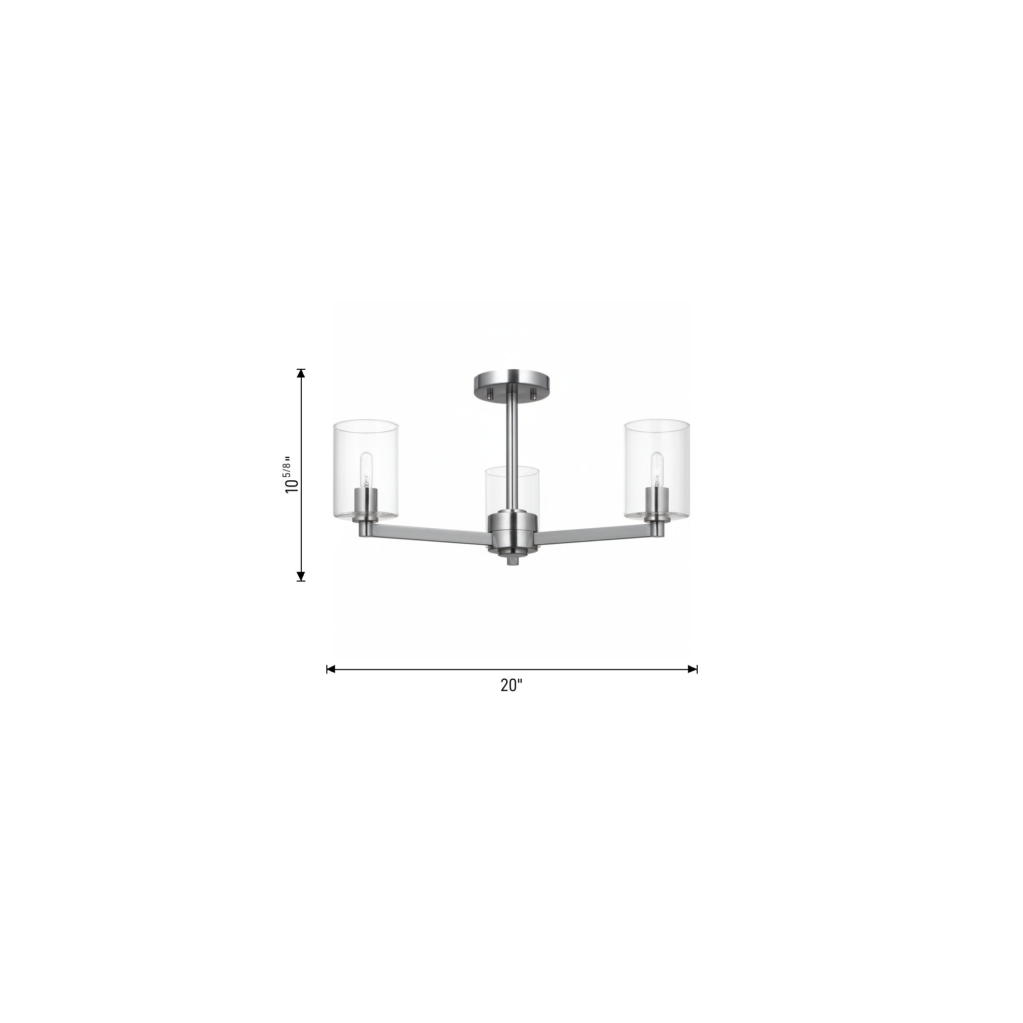 Patoma 3 Light Semi Flush Mount, Chrome