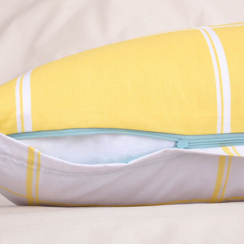 LARGE CHECK Bedding, 155 x 220 cm  - 1 Pillowcase (80 x 80 cm), Light Lemon/Crisp White