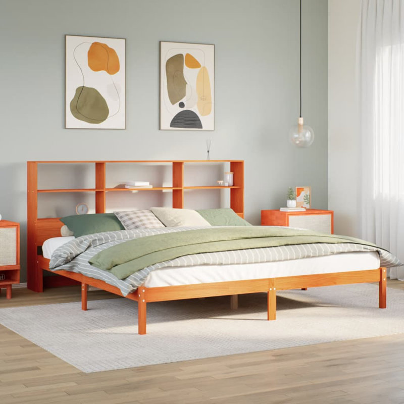 Choudhary Solid Wood Storage Bed, Kingsize (5'), Wax Brown