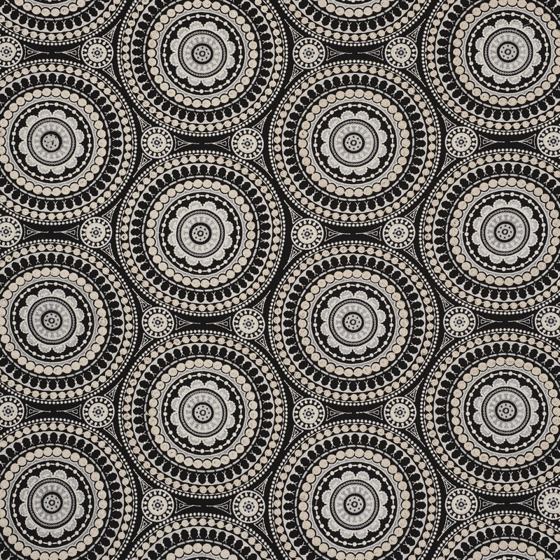 Tissu de broderie Idris, Noir/Ivoire
