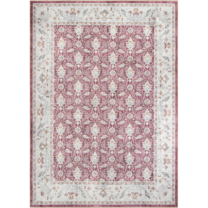 Tapis traditionnel de couleur rouge bourgogne Guljan, Rectangle 10 pi x 13 pi 1 po