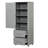 Tall Freestanding Bathroom Storage In Grey With Adjustable Shelf, Two Drawers, - Toppling Device, Painted Finish, 62.3In Tall, 16.32In Wide, 23.41In Deep Cabinet Toppling, Board Painted, 100Lbs-832932973
