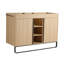 Armoire de salle de bain autoportante de 48 pouces avec portes à fermeture douce, supports de rangement ouverts et fabrication en contreplaqué durable