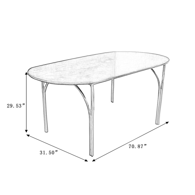 Table de salle à manger Modern, H 29,53 po x L 70,87 po x l 31,5 po