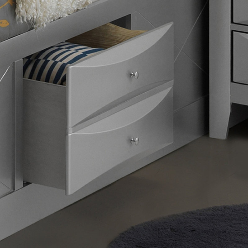 Cadre de lit avec tête de lit, Gris, Lit double