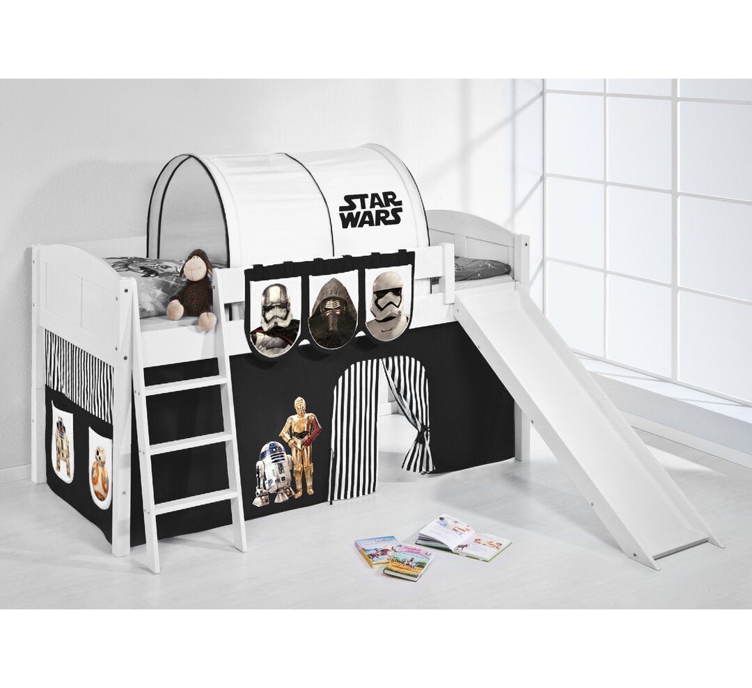 Halbhochbett IDA Classic Star Wars mit Rutsche und Textil-Set, umbaubares Hochbett, 90 x 200 cm