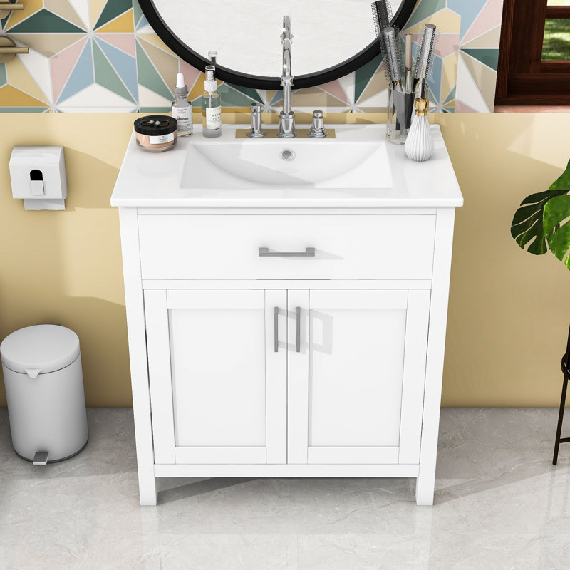 Bathroom Vanity with Ceramic Sink, White