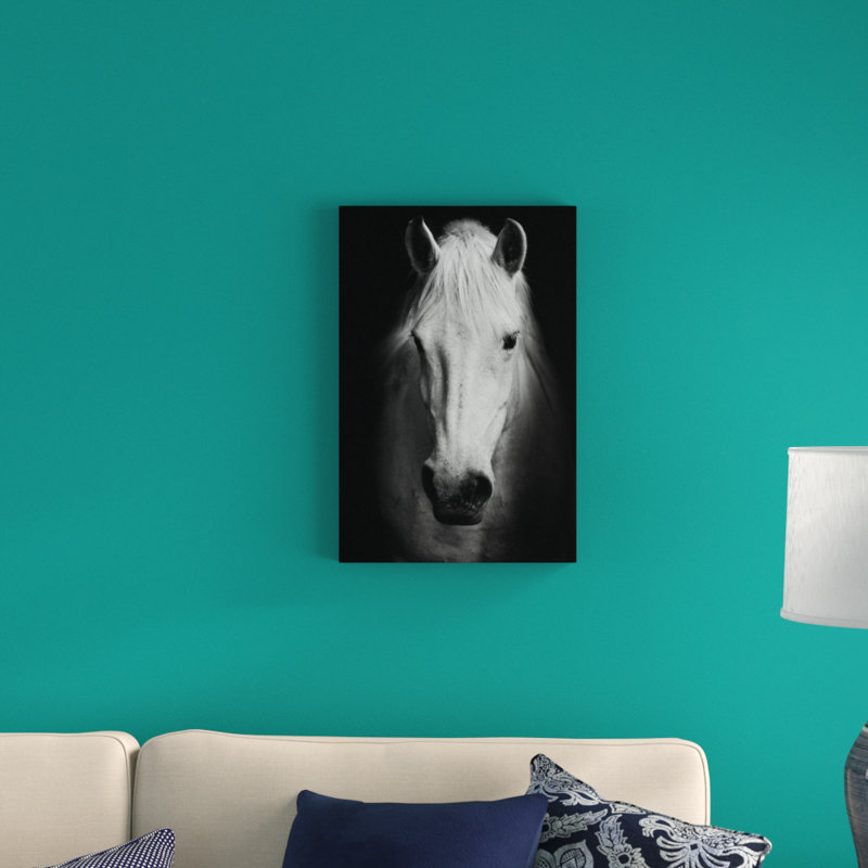 Cheval, reproduction d'art sur toile, cheval noir et blanc, Toile tendue, H 36 po x l 24 po, Sans cadre