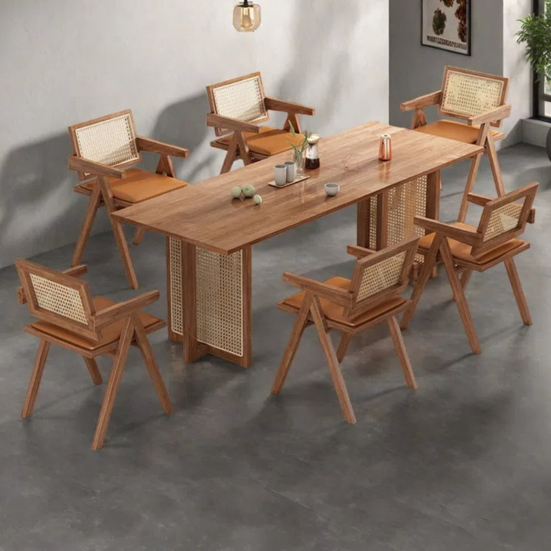 Table de salle à manger en rotin, H 29,13 po x L 70,87 po x l 35,43 po