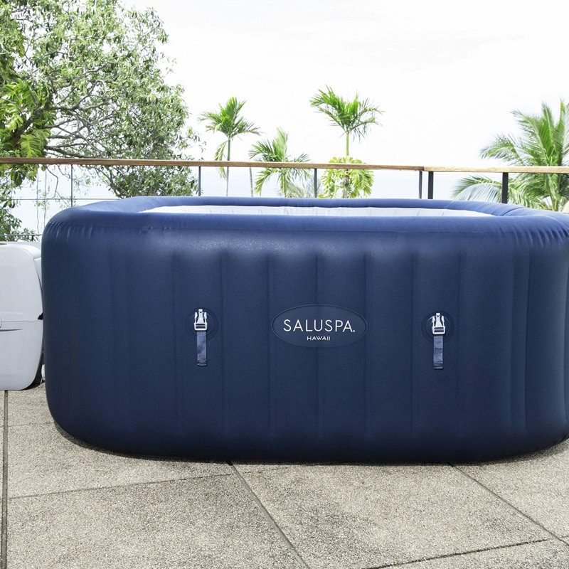 Bestway 0 Volt 6 Person Vinyl Square Inflatable Hot Tub in Blue
