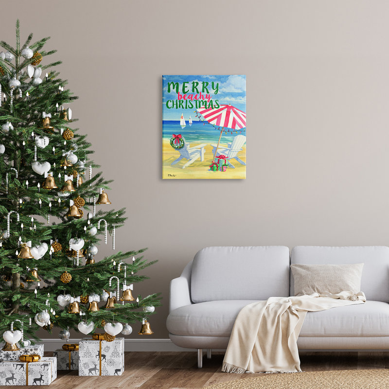 «The Holiday Aisle® Merry Beachy Christmas», art mural sur toile flottante par Paul Brent, H 30 po x l 24 po x P 1,5 po