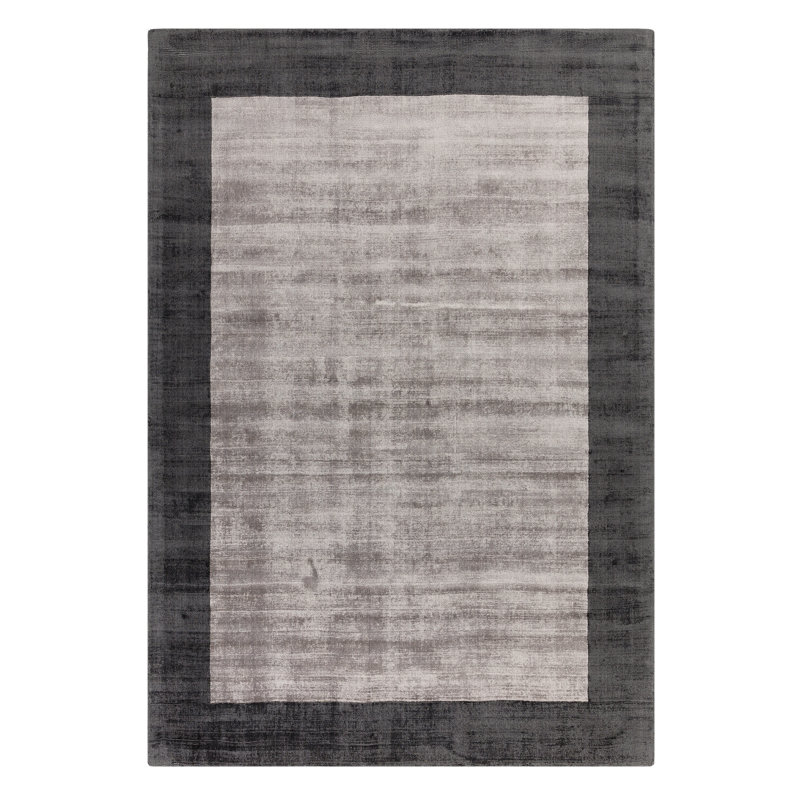 Desrosiers Shinny Bordered Charcoal/Silver Area Rug, Rectangle 120 x 170cm