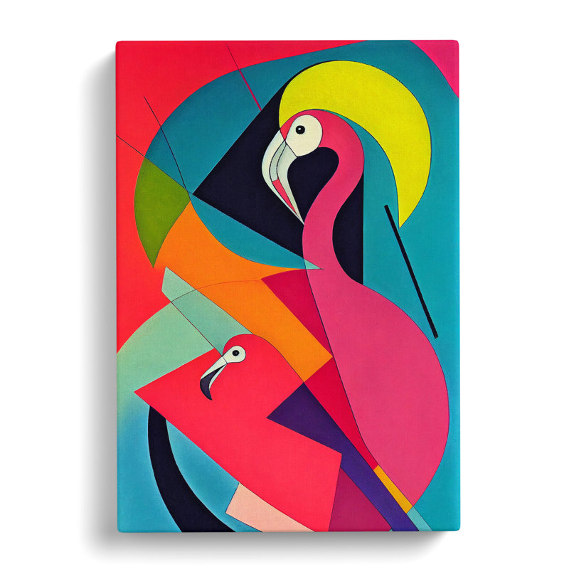 Flamingo In Abstract No.4 - Wrapped Canvas, 60cm H x 40cm W x 3cm D