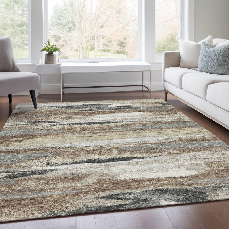 Premium Machine Washable Prisco Taupe Rug, Rectangle 8' x 10'