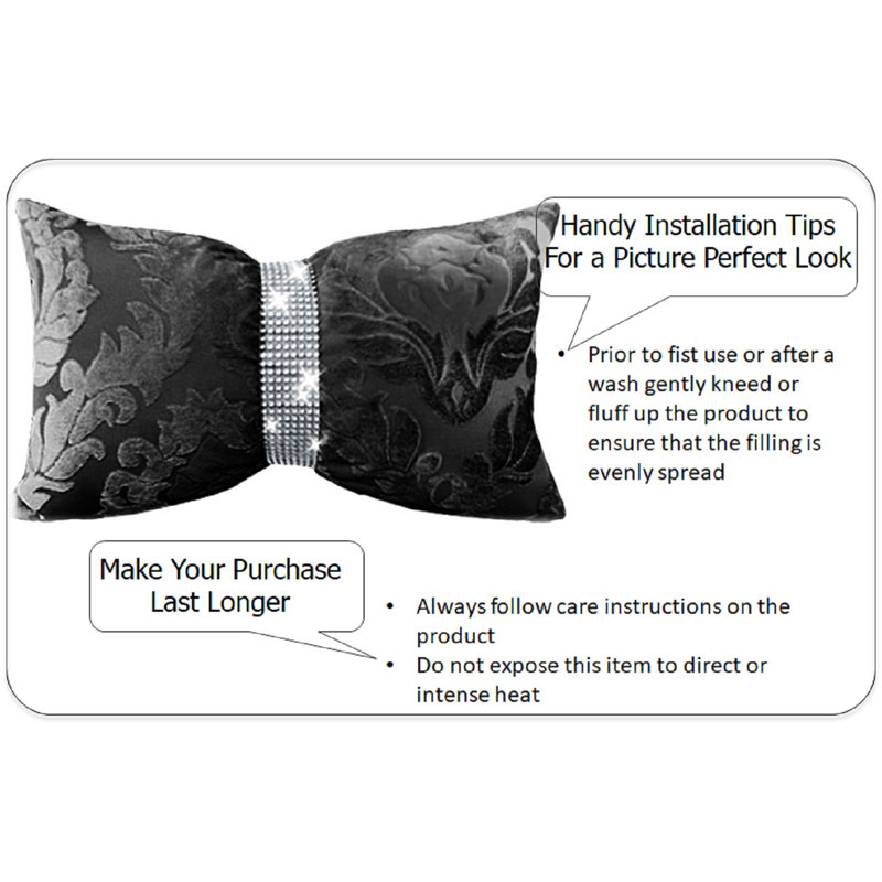 Firthcliffe Damask Rectangular Lumbar Cushion, Black