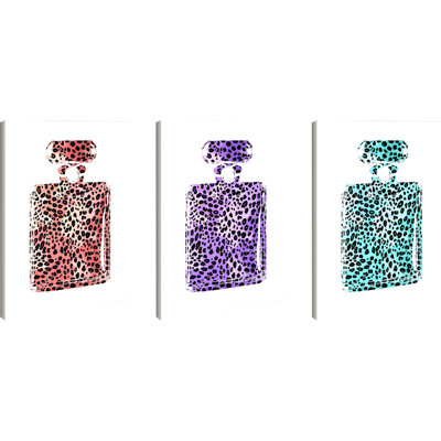 'Leopard-Print Perfume Bottle' Wall Plaque Set
