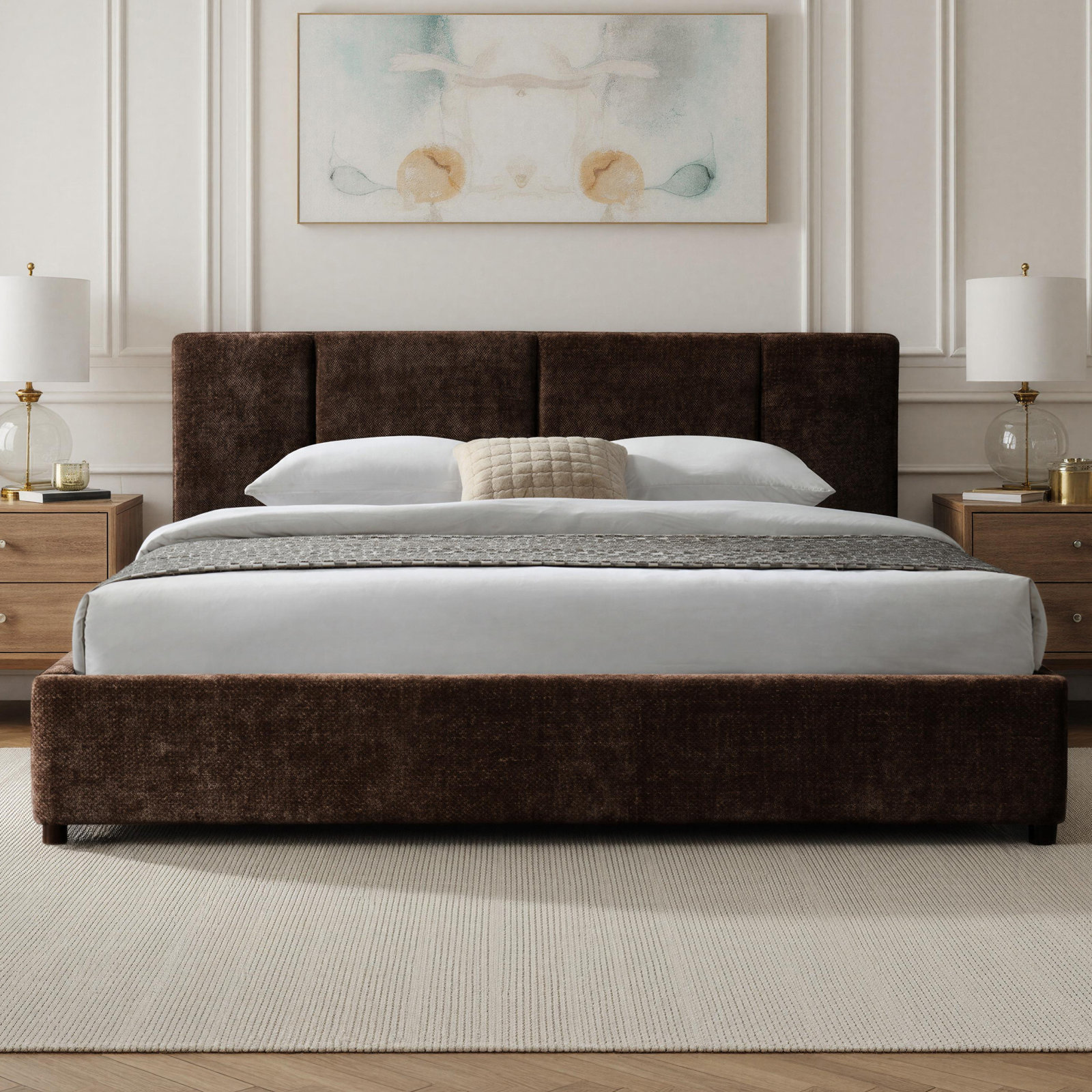Ruthie Upholstered Bed, King, Brown